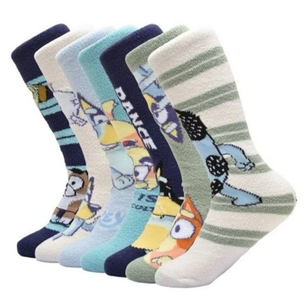 NIB Bluey 7 Days of Cozy Crew Socks Men's Shoe Size 6-12 7 Pr Gift